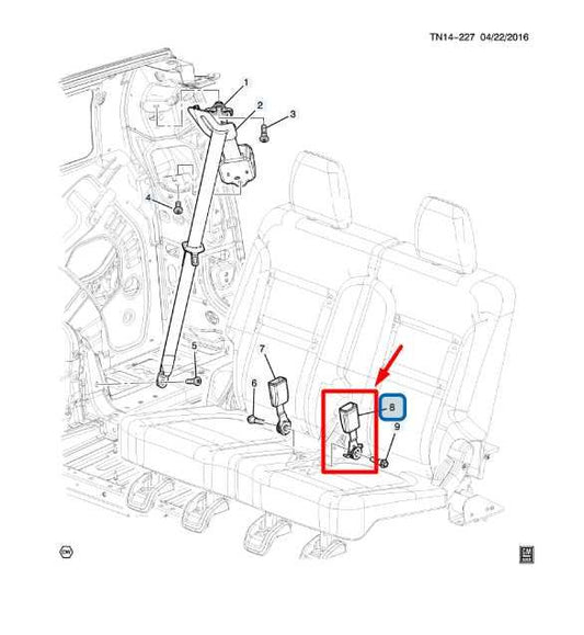 2017-2023 GMC Acadia SLT-1 Rear Left Side 3rd Row Seat Belt Buckle 84630809 OEM - Alshned Auto Parts