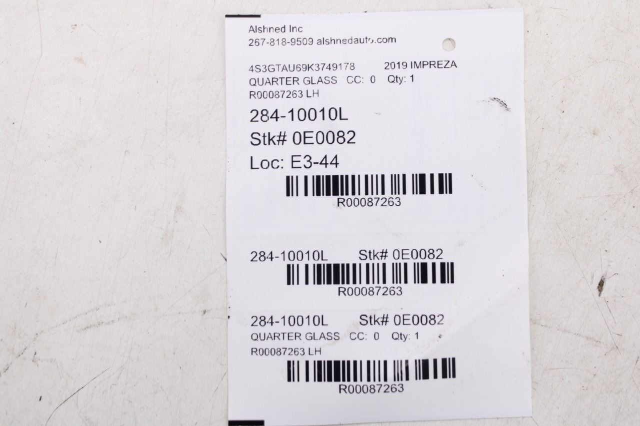 2017-2023 Subaru Impreza 2.0I Limited Rear Left Driver Side Quarter Window Glass - Alshned Auto Parts