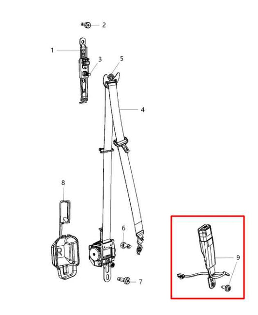 2014-18 Jeep Grand Cherokee Overland Front Passenger Right Side Seat Belt Buckle - Alshned Auto Parts