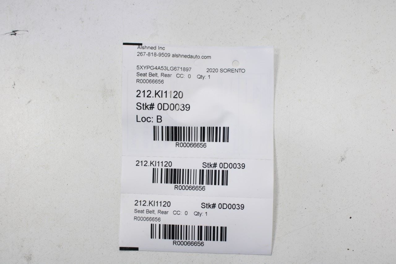 15-20 Kia Sorento LX 3.3L FWD Rear Driver Left Side 2nd Row Seat Belt Retractor - Alshned Auto Parts