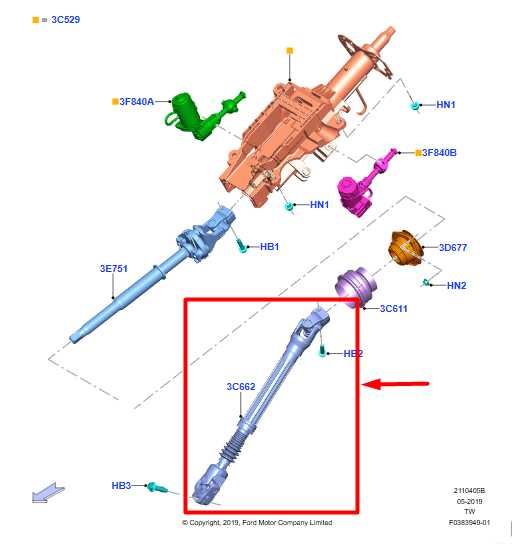 20-25 Ford Explorer 3.0L Steering Column Intermediate Lower Shaft L1MC-3C662-AE - Alshned Auto Parts