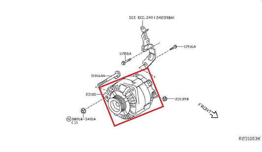 2016-2020 Infiniti QX60 3.5L Alternator Engine Generator 23100-9UA0A OEM - Alshned Auto Parts
