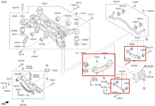 2015-20 Kia Sorento EX AWD Rear Driver Left Upper and Lower Control Arm Set of 3 - Alshned Auto Parts