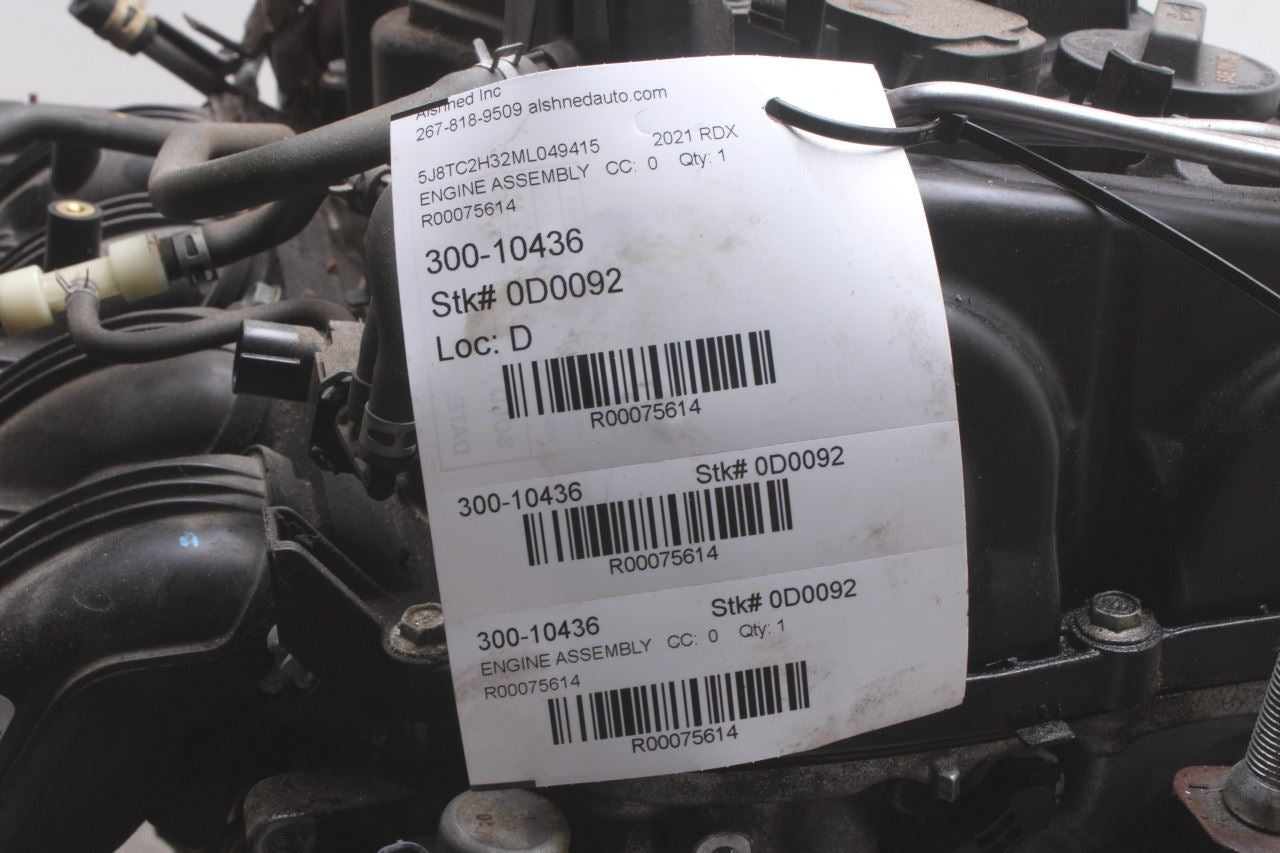 2019-21 Acura RDX SH-AWD 2.0L AWD Engine Motor VIN 2 6th digit 32K 10002-5YF-A01 - Alshned Auto Parts
