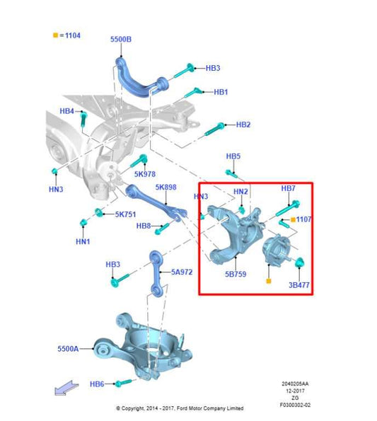 2015-2023 Ford Mustang GT 5.0L RWD Rear Passenger Right Side Spindle Knuckle Hub - Alshned Auto Parts