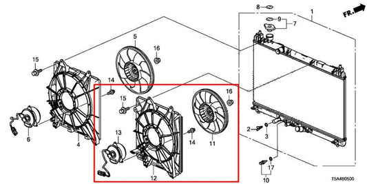 15-20 Hinda Fit EX 1.5L Right Condenser Cooling Fan Motor Assembly 38615-5R1-003 - Alshned Auto Parts
