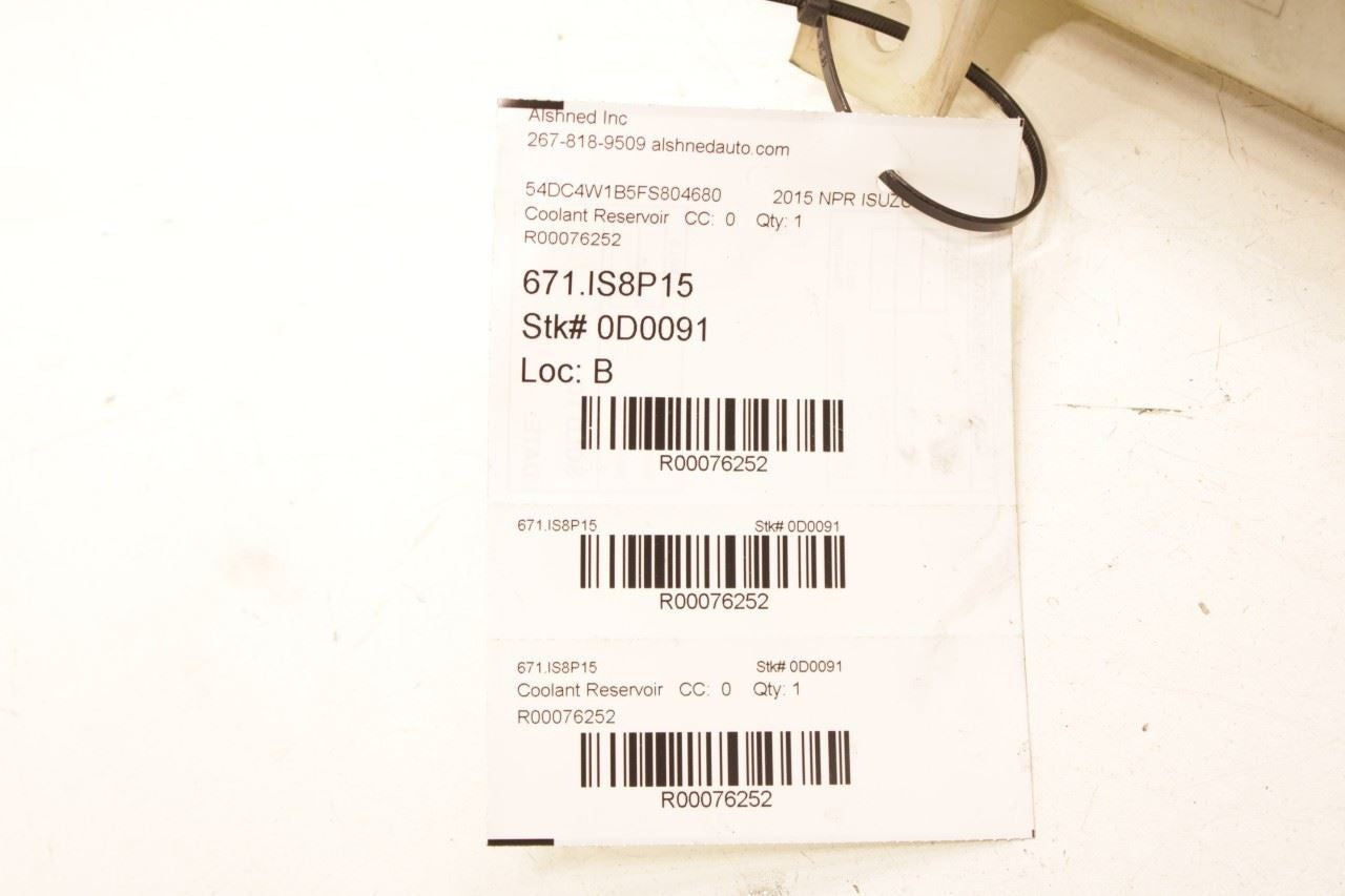 12-20 Isuzu NPR HD Radiator Coolant Expansion Reservoir Bottle 8-98178-180-0 OEM - Alshned Auto Parts