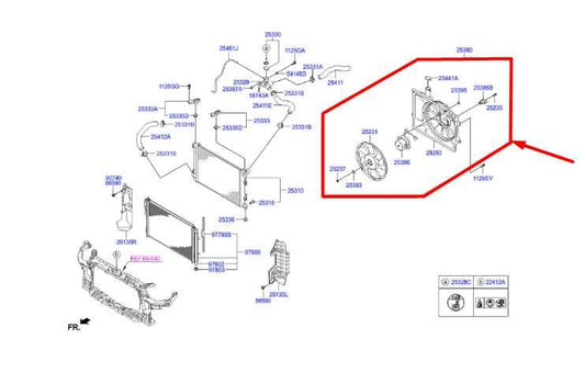 2014-16 Hyundai Elantra 1.8L LH Radiator Cooling Fan Motor Assembly 25380-3X500 - Alshned Auto Parts