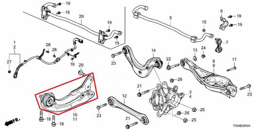 2022-26 Honda Civic Sport 2.0L FWD Rear Right Trailing Control Arm 52360-T20-A00 - Alshned Auto Parts