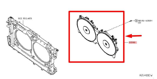 13-18 Nissan Altima S 2.5L Dual Radiator Cooling Fan Motor Assy 21481-3TB0A OEM - Alshned Auto Parts