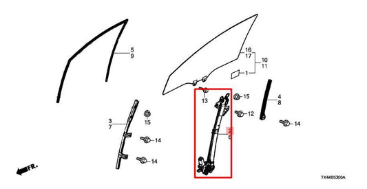 2013-2018 Acura RDX Front Right Door Window Regulator w/ Motor 72210-TX4-A01 OEM - Alshned Auto Parts