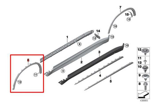 14-18 BMW X5 xDrive35i 3.0L AWD Front Driver Left Side Wheel Arch Molding Flare - Alshned Auto Parts