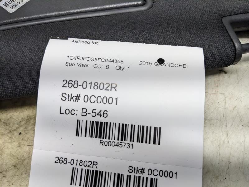 14-16 Jeep Grand Cherokee FR RH Sun Visor w/ Illumination Mirror 1WK20DX9AD OEM - Alshned Auto Parts