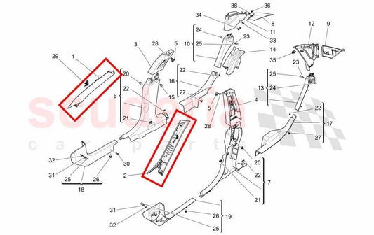 2017-21 Maserati Ghibli Front RH and LH Windshield A Pillar Cover Trim 670071223 - Alshned Auto Parts