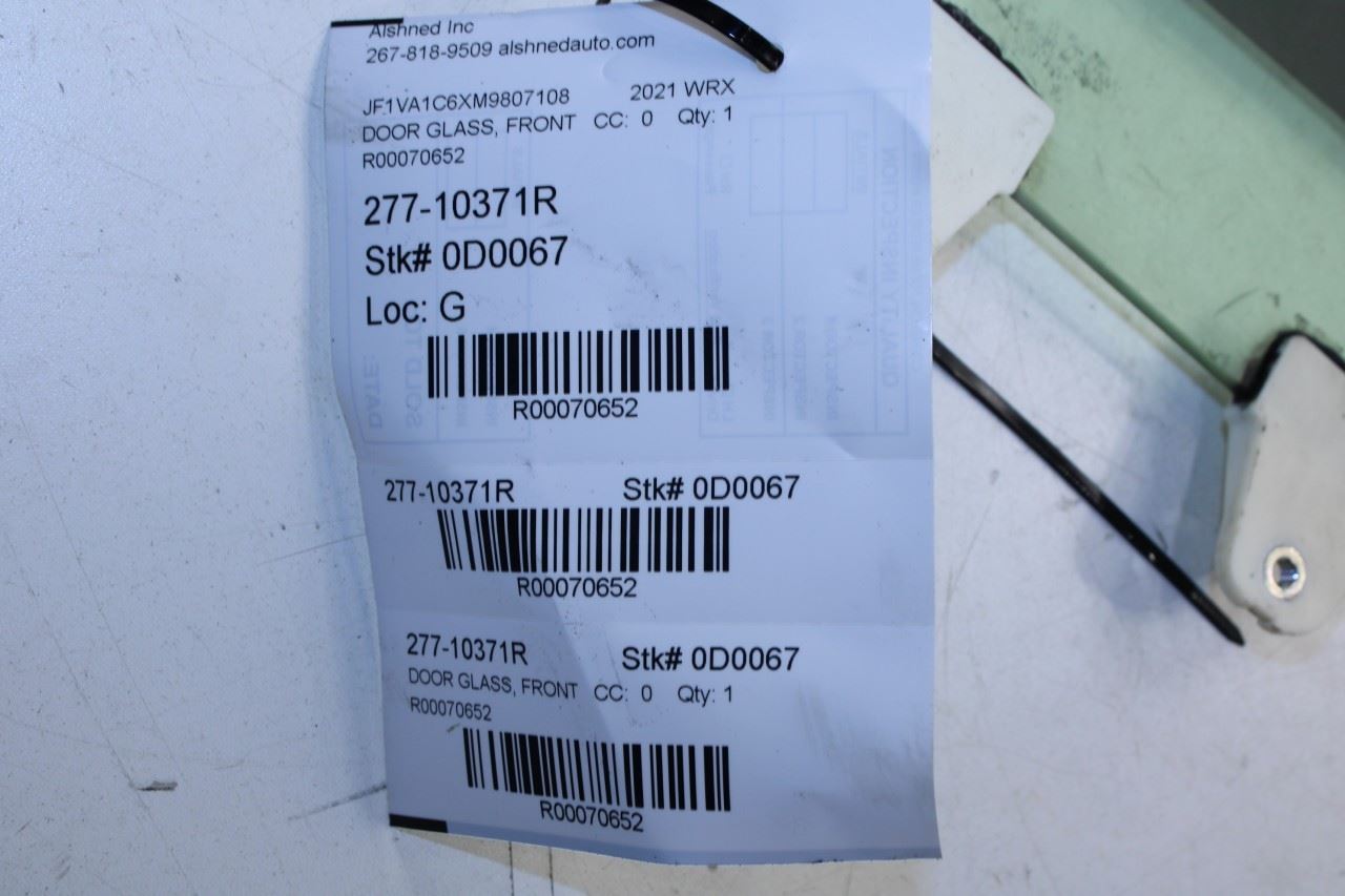 2018-2021 Subaru WRX Premium Front Right Side Door Window Glass 61011VA400 OEM - Alshned Auto Parts