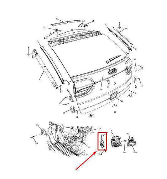 14-21 Jeep Grand Cherokee Liftgate Trunk Lid Latch Lock Actuator 68110603AC OEM - Alshned Auto Parts