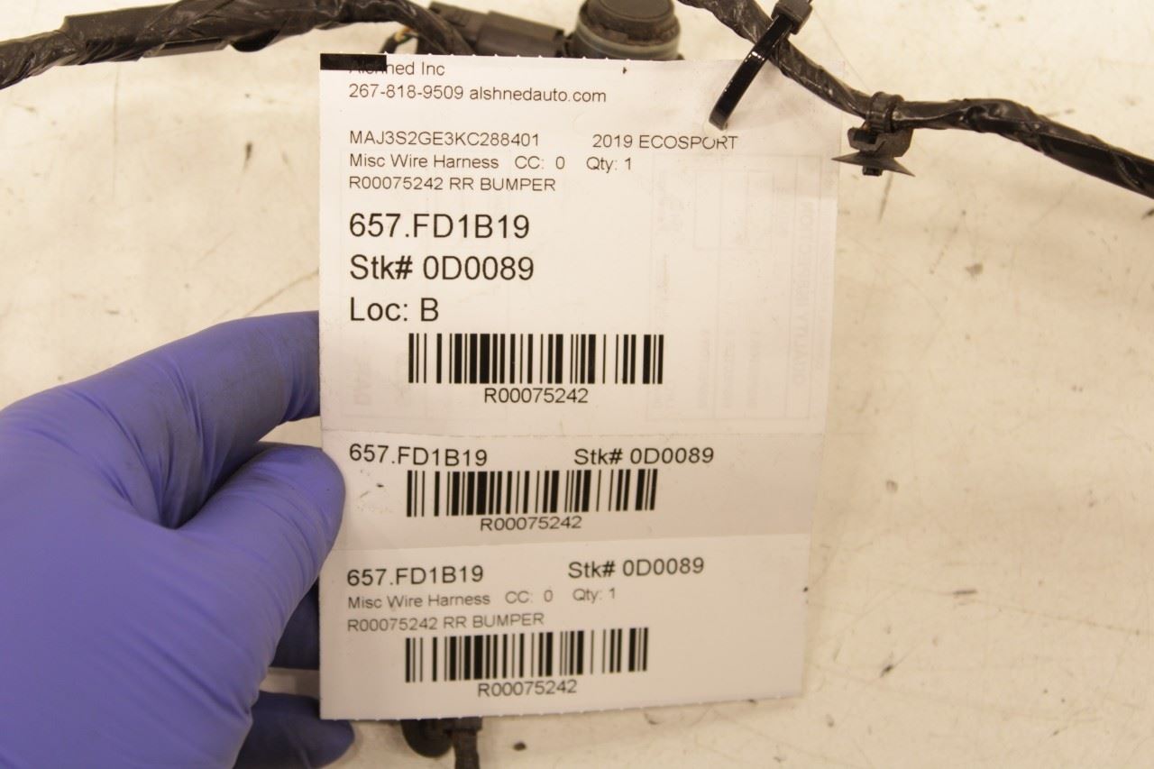 2019 Ford Ecosport SE Rear Bumper Wire Harness with Park Sensors GN15-15K868-DUD - Alshned Auto Parts