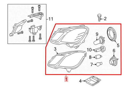 10-13 Mercedes-Benz E350 Sport 4Matic 3.5L Front Driver Left Side Headlight Lamp - Alshned Auto Parts