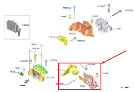 2019-2025 Nissan Altima SL 2.5L FWD Rear Engine Motor Strut Buffer Mount Bracket - Alshned Auto Parts