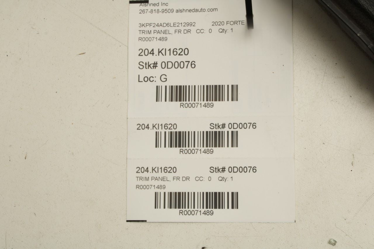 2019-2021 Kia Forte LXS Front Left Driver Side Door Trim Panel 82376-M7000WK OEM - Alshned Auto Parts