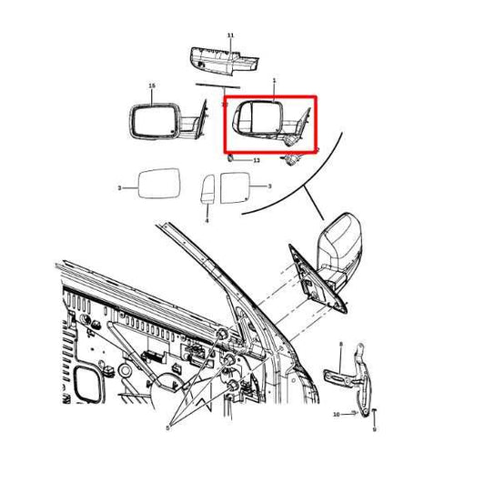 2019-2022 Ram 2500 3500 Right Passenger Side Rear View Mirror 68381772AD OEM - Alshned Auto Parts
