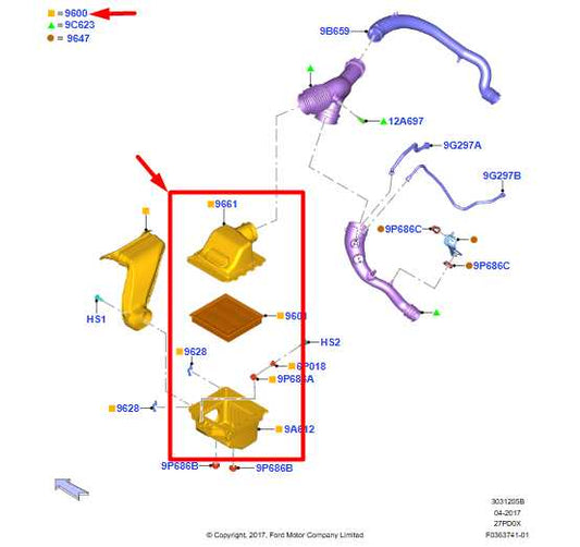2015-2020 Ford F150 XL 2.7L Air Intake Cleaner JL34-9600-AA OEM - Alshned Auto Parts