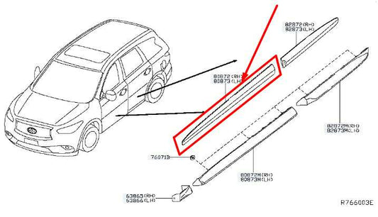 2014-20 Infiniti QX60 Front Left Driver Door Exterior Chrome Molding 80871-3JA0A - Alshned Auto Parts