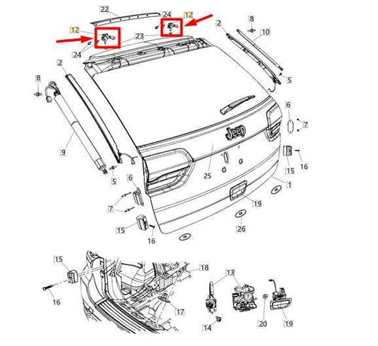 14-21 Jeep Grand Cherokee Rear Trunk Lid Liftgate Hinge Set of 2 68299174AA OEM - Alshned Auto Parts