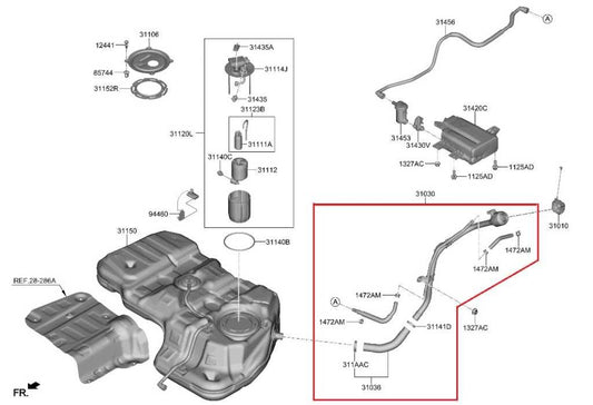 2019-2020 Hyundai Santa Fe SEL 2.4L Fuel Filler Neck Hose Tube Pipe 31030-S2500 - Alshned Auto Parts