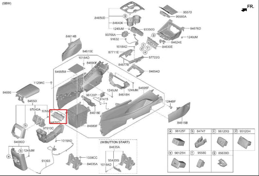 2022-24 Hyundai Tucson SEL Console Seat Heater Switch Panel w/ Armrest Lid Lock - Alshned Auto Parts