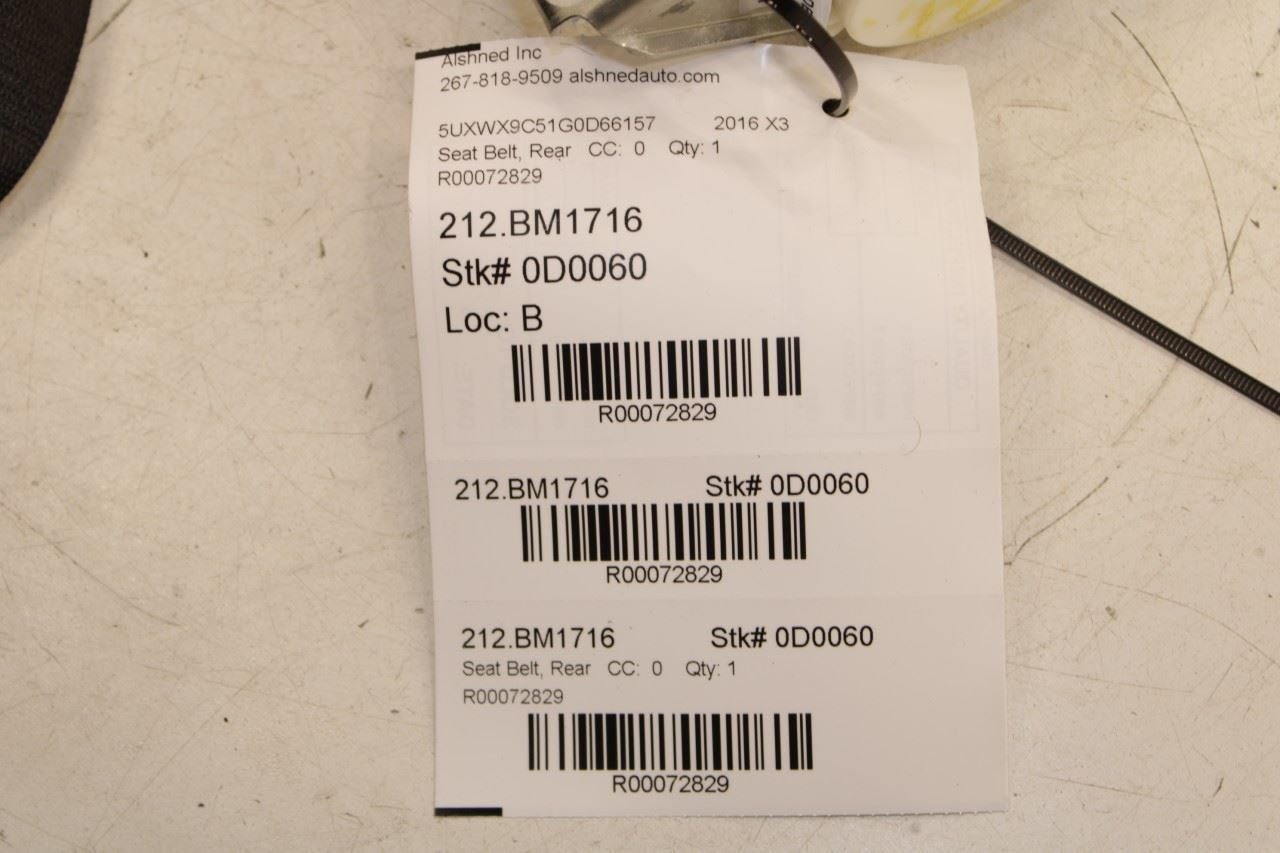 2011-17 BMW X3 xDrive28i 2.0L AWD Rear Passenger Right Side Seat Belt Retractor - Alshned Auto Parts