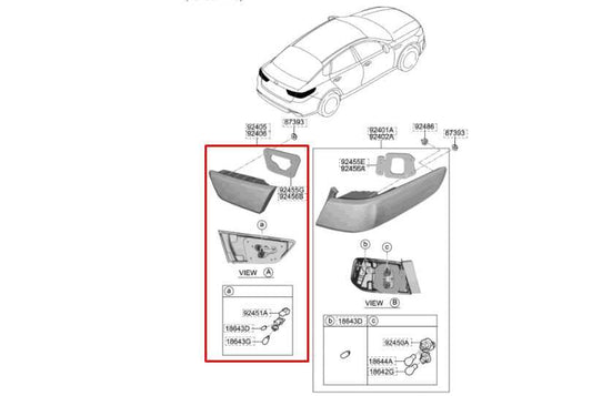 2016-2020 KIA Optima LX Rear Left Driver Side Inner Tail Light Lamp 92403-D5000 - Alshned Auto Parts