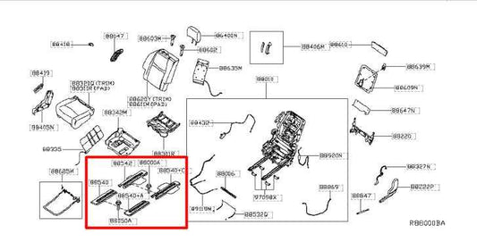 14-20 Infiniti QX60 RR RH 2nd Row Seat Rail Track Cover Trim Set 88545-3JA2A OEM - Alshned Auto Parts