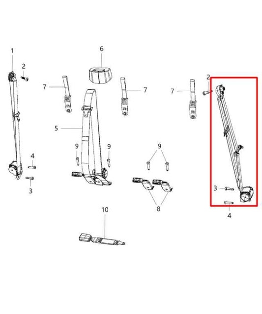 13-19 Ram 1500 Laramie Crew Cab Rear Driver LH Side 2nd Row Seat Belt Retractor - Alshned Auto Parts