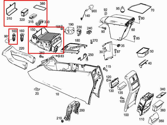 12-15 Mercedes-Benz ML350 3.5L Front Center Console Storage Tray and Cup Holder - Alshned Auto Parts
