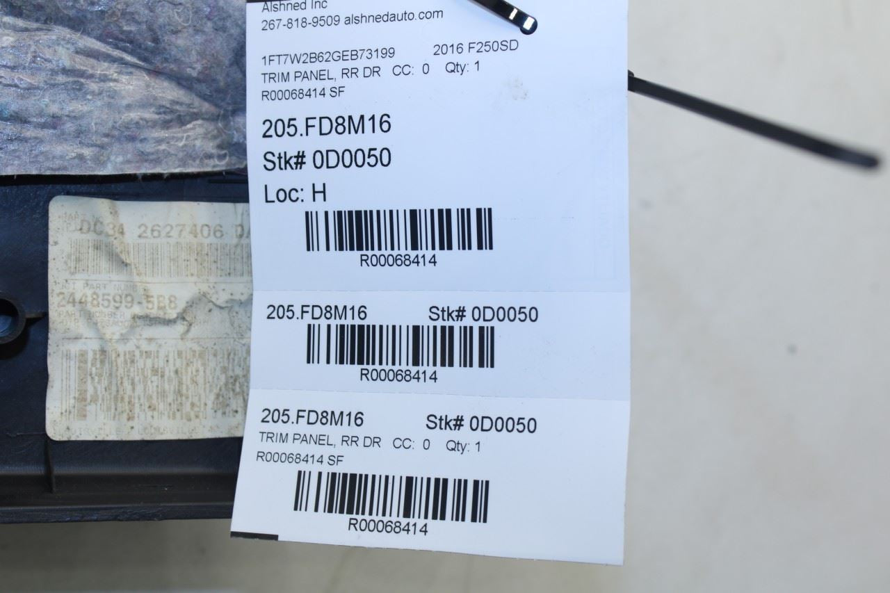 08-16 Ford F250 Lariat Crew Cab Rear Right Side Door Trim Panel DC34-2627406-DA - Alshned Auto Parts