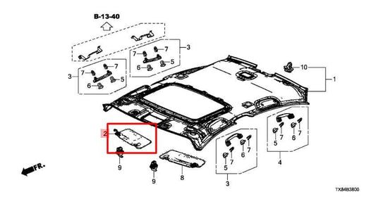 13-14 Acura ILX Hybrid Tech Front Right Sun Visor w/ Mirror 83230-TX6-A81ZA OEM - Alshned Auto Parts