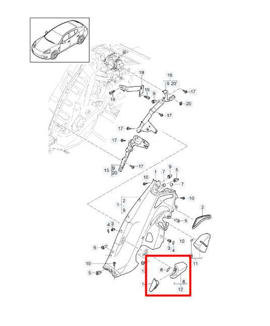 10-16 Porsche Panamera 4 AWD Rear Right Door Armrest Extension Pillar Trim Cover - Alshned Auto Parts