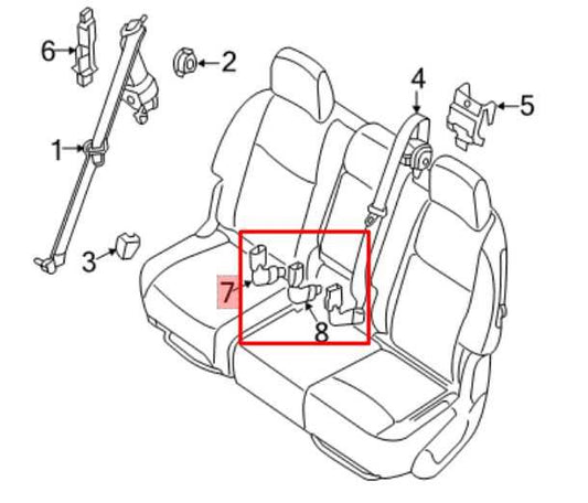 2013-20 Nissan Pathfinder SV Rear RH and LH Center 2nd Row Seat Belt Buckle Set - Alshned Auto Parts