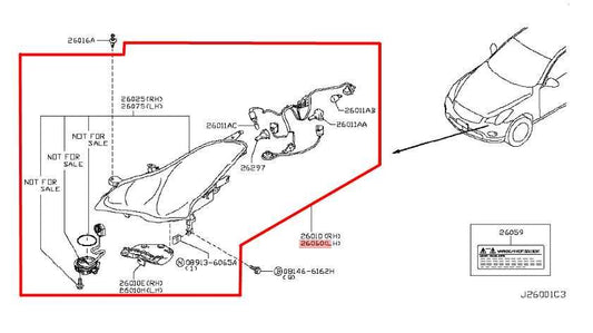 2014-2017 Infiniti QX50 3.7L AWD Front Driver Left Side HID Xenon Headlight Lamp - Alshned Auto Parts