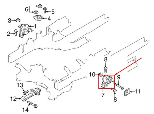 2016-2020 Kia Sorento LX 3.3L Rear Left Transmission Mount Bracket 21830-C5300 - Alshned Auto Parts