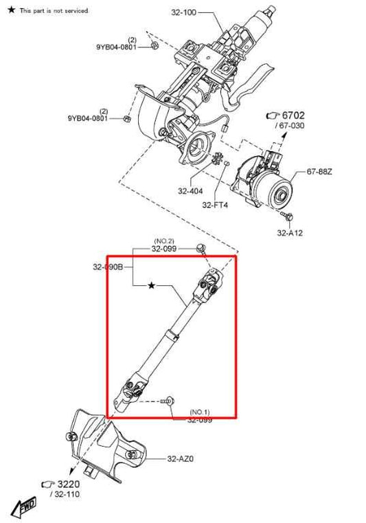 16-23 Mazda CX-9 Grand Touring 2.5L AWD Steering Column Intermediate Lower Shaft - Alshned Auto Parts