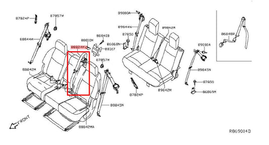 2013-2020 Nissan Pathfinder SV 3.5L AWD Rear Center 2nd Row Seat Belt Retractor - Alshned Auto Parts
