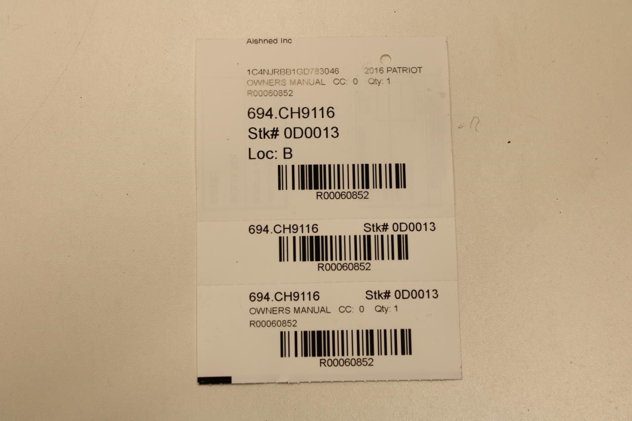 2016 Jeep Patriot User Guide Set with Case R60852 - Alshned Auto Parts