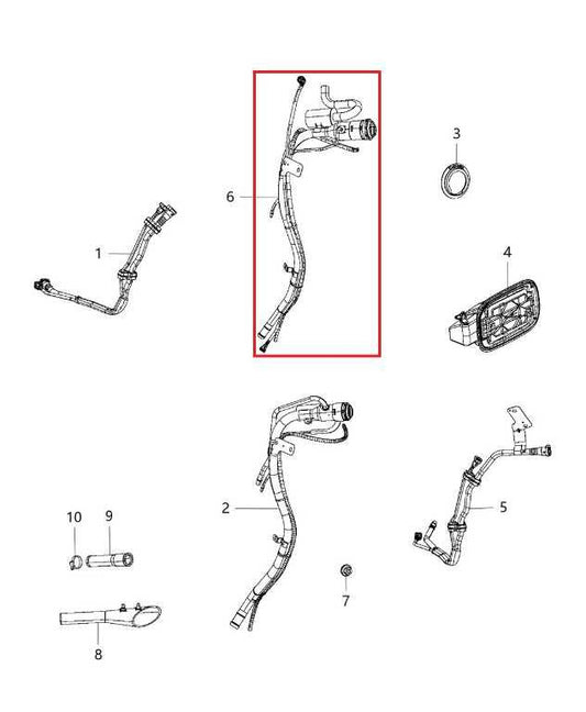 16-21 Jeep Grand Cherokee Overland 3.6L Fuel Filler Neck Hose Tube 68250911AC - Alshned Auto Parts