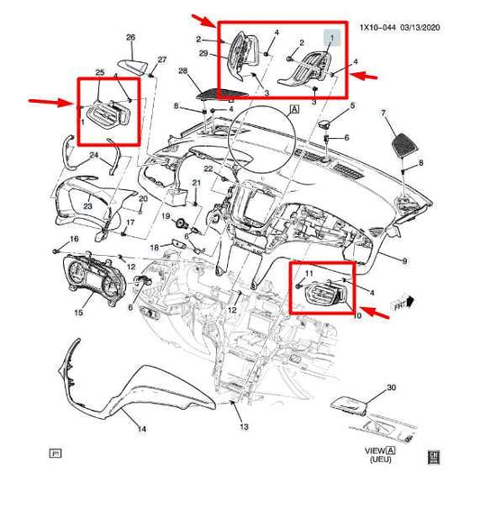 18-24 Chevrolet Equinox Dash Outer and Inner RH and LH Air Vent Set 84211438 OEM - Alshned Auto Parts
