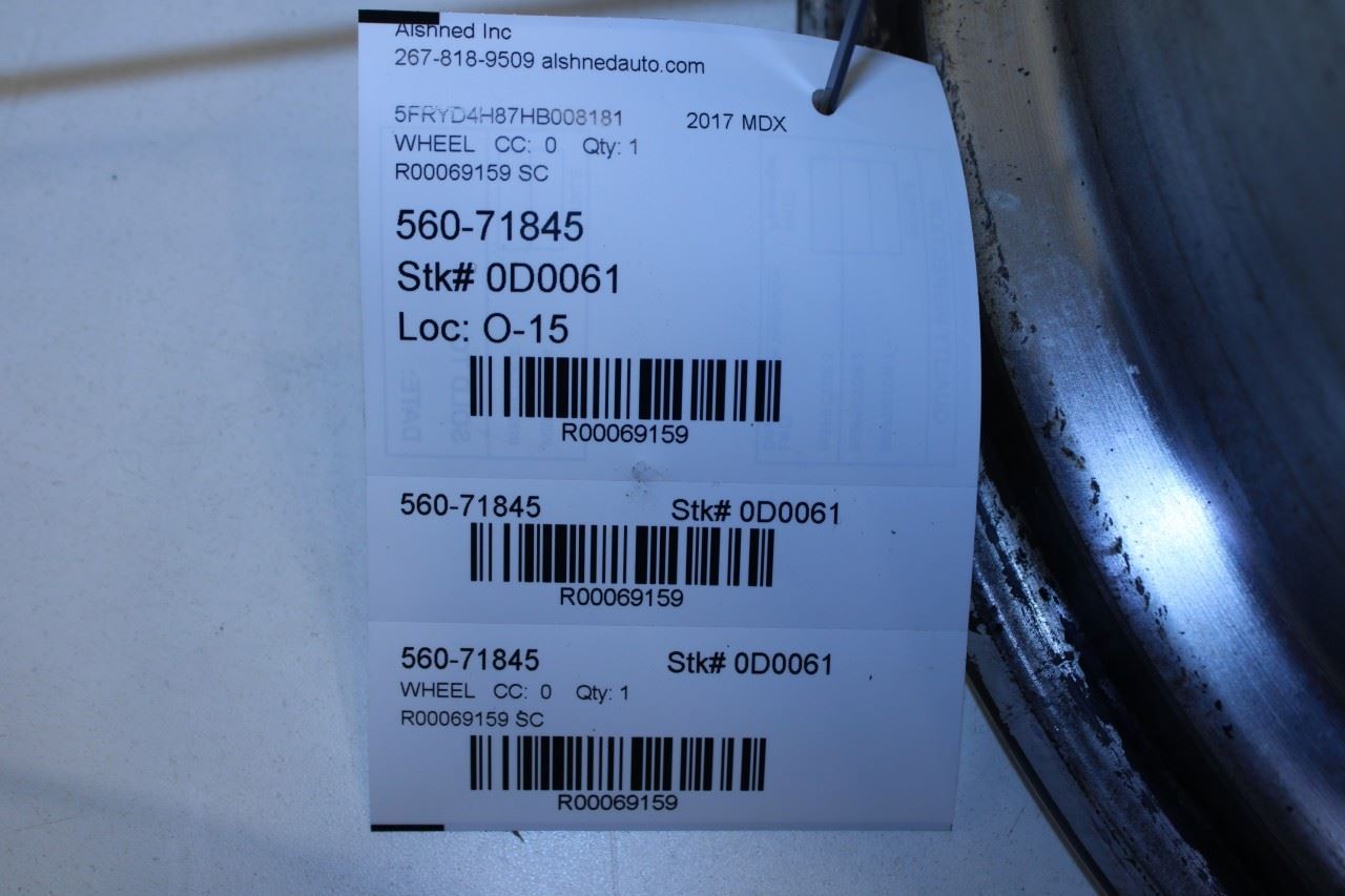 2017-2020 Acura MDX Advance Aluminum Wheel R20x8J TPMS 42700-TZ5-B11 OEM *ReaD* - Alshned Auto Parts