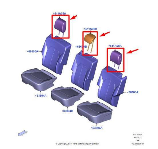 18-21 Ford Expedition RR Center RH and LH 2nd Row Seat Headrest JL1Z-78611A08-BF - Alshned Auto Parts