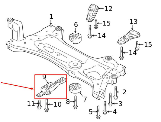 2018-25 Volkswagen Atlas S AWD Front Engine Support Mount Bracket 3QD199855 OEM - Alshned Auto Parts