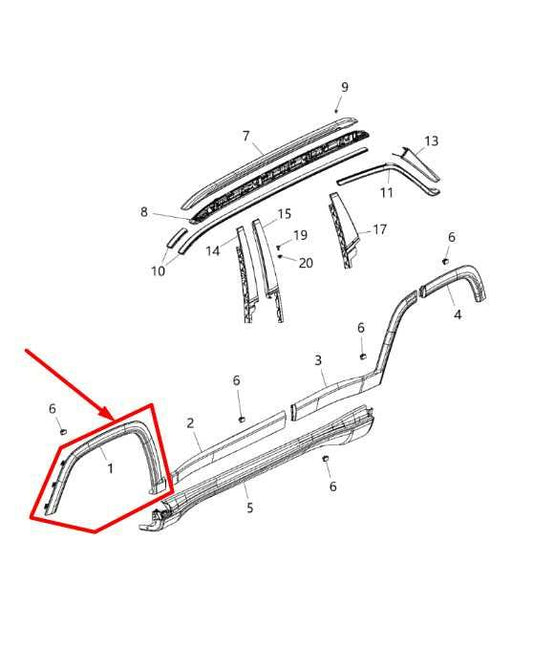 2017-25 Jeep Compass Latitude Front Right Wheel Fender Flare Molding 5UP10TRMAB - Alshned Auto Parts